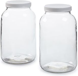 2 Pack - 3.8l Glass Jar w/Plastic Airtight Lid, Muslin Cloth, Rubber Band - Wide Mouth Easy to Clean - BPA Free & Dishwasher Safe - Kombucha, Kefir, Canning, Sun Tea, Fermentation, Food Storage