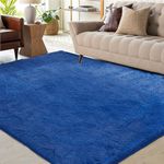 Fluffy Soft Rug for Living Room, 6x9 Indoor Modern Area Rugs Fluffy Bedroom, Thick Large Carpets for Kids Bedroom Home Decor Nursery Rug, High Pile Soft Throw Rug, Anti-Skid, Blue