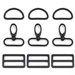 MELORDY 15Pcs Metal Swivel Snaps Hooks with D Rings and Tri-Glides Slide Buckles for Key Lanyard Purse Bag Straps Dog Collars DIY Sewing Hardware Craft (1-1/2 inch, Electrophoresis)
