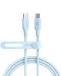 Anker 543 USB C to USB C Cable (240W 6ft), USB 2.0 Bio-Based Charging Cable for iPhone 15/15Pro/15Plus/ 15ProMax, MacBook Pro 2020, iPad Pro 2020, iPad Air 4, Samsung Galaxy S23 (Misty Blue)