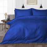 Easy Bedding- 300 Thread Count- 3 Piece Rajai/Quilt/Duvet Cover Set- 100% Cotton Duvet Cover with 2 Pillow Cover-Zipper Closure Comforter Cover-King Size Royal Blue Stripe