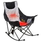 Sunnyfeel Heated Camp Rocking Chair for Adults, Luxury Padded Camping Rocker, Oversized Folding Chair, Outdoor Lawn Chair (Heated Gray)