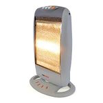 STAYWARM 1200w 3 Bar Compact Halogen Heater with 3 Heat Settings / 90 Degree Oscillation / Safety Tip-over Switch / Carry Handle - F2106GR - Grey