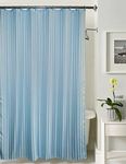 Lushomes Shower Curtain, Striped Blue Satin Stripe, Polyester Waterproof 6x6.5 ft with Hooks, Non-PVC, Non-Plastic, Balcony for Rain, 12 Eyelet & Hooks (6 ft W x 6.5 Ft H, Pk of 1)