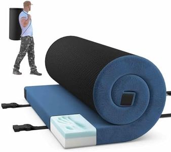 Foldable Camping Mattress, Indoor Outdoor Sleeping Mat w/High Density Foam Cushion & Anti-Slip Bottom, Carrying Bag, Roll up Sleeping Pad for Living Room, Camping (Blue, 188 x 92 x 6.5 cm(L x W x H))