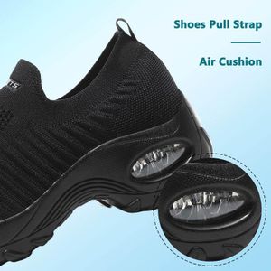 Women’s Slip-On Walking Shoes – Arch Support, Lightweight, Black, UK 6