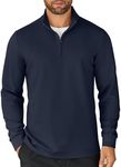 COOFANDY Men's Quarter Zip Up Pullover Lightweight Mock Neck Sweatshirt Casual Long Sleeve Polo Shirt Navy Blue