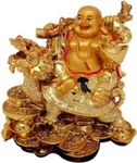 Veryke Feng Shui Laughing Buddha on Dragon for Good Luck, Fortune, Health, Wealth, Success and Prosperity | Decorative Showpiece for Office Desk, Shop, Table, Home and Car Decoration