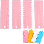 INKULTURE Plastic Tall Cake Scraper Cutter Tool for Icing and Decoration | Pink | 04 Pcs