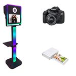 WideMeet Portable Camera Mirror Photo Booth for with 15.6 Inch Touch Screen Selfie Photobooth Machine DSLR Booth with Flight Case for Wedding Party Event (Black Machine, Full Set)