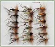 18 Hopper trout flies, Mixed Colours, Choice (10/12)