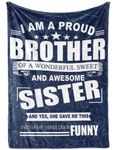 InnoBeta Gifts for Brother Adult from Sister, Bed Flannel Blankets Throws for Brothers for Birthday, Christmas (50"x 65") - Awesome Sister