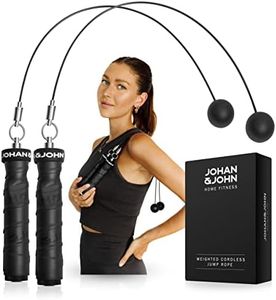 Weighted Cordless Jump Rope for Fitness, Beachbody Bod Rope, Ropeless Jumping Rope for Men & Women, Skipping Rope for Exercise by Johan & John