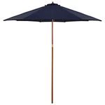 Northlight 9ft Outdoor Patio Market Umbrella with Wood Pole, Navy Blue