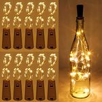 Vinsani 10Pk Wine Bottle Lights with Cork 2m/6.5ft 20LED Battery Operated Fairy String Lights Bendable Copper Wire Waterproof Table Centrepieces Christmas Decorations Indoor Outdoor – Warm White