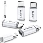 ZOOAUX 4 Pack Lightning to USB C Adapter for iPhone 16/16 Pro/15/15 Pro Max,Samsung,iPad Air, Support Fast Charging & Data Transfer,Not for Headphones/Audio/OTG