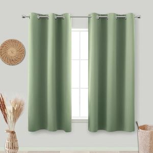 KOUFALL 48 Inch Curtains Long Short Length,Blackout Window Curtains for Kitchen Bedroom,Sage Green