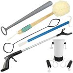 Vive 6 Piece Hip And Knee Replacement Kit - Surgery Recovery Set - Handicap Aid, Leg Loop Lifter, Reacher Grabber, Long Handle Shoe Horn, Shower Loofah Scrubber, Sock Assist, Dressing Stick (6 Pieces)