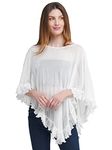 AOL Women's Power Net Ruffled Cape/Poncho (Free Size, White)