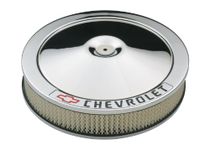 Proform 141-906 Chrome 14" Diameter Air Cleaner Kit with Black Chevrolet/Red Bowtie Logo and 3" Paper Filter