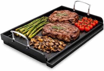 Uniflasy Nonstick Griddle for Gas Grill, Cast Iron Griddle for Outdoor Gas & Charcoal Grills, 25" x16" Nonstick Coating FlatTop Insert Cooking Pan for Weber Charbroil Camp Chef Grill