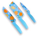 VELINEX® Stainless Steel Kitchen Knife Set Fruit Printed Coated Blade, Paring, santoku & Cleaver Knife & Non-Slip Ergonomic Comfort Grip Handle Cooking Knife (Knife M-A/M-B/M-C 3PCS)