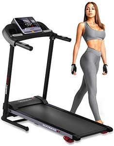 SereneLife Home Foldng Treadmill, 2 in 1 Treadmill Foldable for Running & Walking, 1HP Quiet Brushless Motor, 265Ibs Capacity- Bluetooth Connect