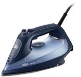 Braun TexStyle 7 Pro SI7160BL, Steam Iron with FreeGlide 3D Technology, EloxalPlus Sole with Precision Tip, Vertical Steam Iron, 300ml Water Capacity, 3100W, Blue