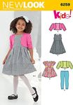 Simplicity Creative Patterns New Look 6259 Child's Dress or Top, Knit Leggings and Bolero, A (3-4-5-6-7-8)