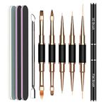 Double-Ended Acrylic Nail Art Brushes Set, Gel Polish Nail Art Design Pen Painting Tools, Nail Fine Art Liner Brush and Nail Dotting Pen for Acrylic