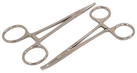 FusionKraft Mosquito Artery Forceps, Set of one each of Straight & Curved Serrated Jaw, 5"