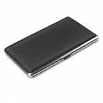 iwobi Slim Cigarette Holder Case, Cigarette Case Long Metal Frame Cigarette Box with PU Leather Surface(Black)