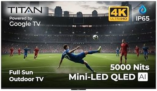 Titan G300 Mini 98 Inch QLED Full Sun Outdoor TV – 4K UHD, 144Hz – Weatherproof IP65 – Google TV Smart OS – Upto 5000 Nits – Dolby Vision & Atmos & Onkyo Speakers –USA Assembled with 2-Year Warranty
