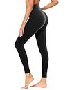 GAYHAY High Waisted Leggings for Women - Soft Opaque Slim Tummy Control Printed Pants for Running Cycling Yoga Black