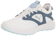 PUMA Golf Women's Ignite Malibu WMNS Golf Shoe, Puma White-Puma Silver-Evening Sky, 9