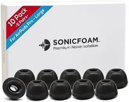 SONICFOAM Memory Foam Earbud Tips - Premium Noise Isolation, Replacement Foam Ear Tips, 10 Pack for Airpods Pro (SFAIR Large, Black)