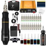 Phoenixy Tattoo Kit Complete Tattoo Gun Tattoo Machine Kit 20pcs Tattoo Cartridge Needles Rotary Tattoo Pen Machine Switch Power Supply 7 Colours Permanent Tattoo Ink (PH-05)