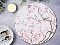 Space of Joy Cherry Charm Design Premium Printed MDF Wooden Dining Table mats, Heat/Water Resistant Round Placemats for Dining Kitchen Indoor Outdoor Set of 4 Pieces