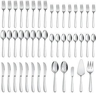 LIANYU 65-Piece Heavy Duty Silverware Set with Serving Utensils, Stainless Steel Flatware Cutlery Set for 12, Eating Utensils Tableware Include Forks Knives Spoons, Mirror Finished, Dishwasher Safe