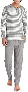 DAVID ARCHY Men's Pyjamas Sets, Cotton Men's Loungewear Set, Breathable and Comfortable Comfortable Sleepwear Pjs Set, Set A: Grey, XL