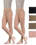 2 Pairs Dance Ballet Footless Tights (Age 11-13) (Tan)