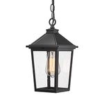 Outdoor Pendant Lights, HWH Farmhouse Exterior Hanging Porch Light, Outside Hanging Lantern with Height Adjustable Chain, Matte Black Finish with Seeded Glass, 5HX64H BK