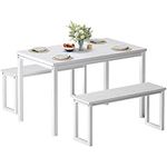 SogesGame Dining Room Set, Kitchen Table and Chairs for 2-4, Perfect for Breakfast Nook, for Small Spaces, White