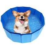 Portable Plastic Pool for Dogs, Dog Pool, 24 x 8 inch Foldable Pet Pool, Portable PVC Pet Paddling Bath Tub Dog Pools for Dogs Pet Swimming Pool Collapsible Pet Pool for Dogs Cat (Blue, 24" x 8")