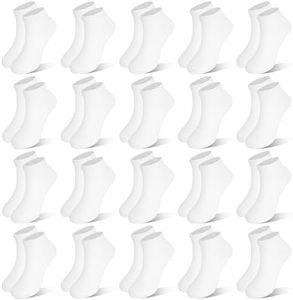 ZERULETS Kids Socks, 20 Pairs Low Cut Ankle Socks Short Athletic Socks for Boys Girls Toddler 1-13 Years(White,7-10 Years)