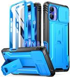 Poetic Revolution Case for iPhone 16 Plus 6.7 inch, [Slide Camera Cover], Full-Body Military Grade Rugged Shockproof Cover with Kickstand and Built-in-Screen Protector, Light Blue