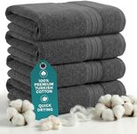 Luxury Bath Towels Extra Large Fluffy — Set of 4 Plush Hotel Towel for Bathroom Luxury — Made from Soft Superior Turkish Cotton, Thick, Absorbent, Easy Dry, Durable (Dark Gray - 30x56)