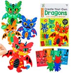 VKPI 4 Pieces EVA Foam Art Crafts Gift Kit, Creative Make Your Own Dragon, Cartoon 3D Foam Paper Craft Projects for Kids Ages 4+ Toddler, Preschool Learning Toy for Birthday Party Favor Supplies