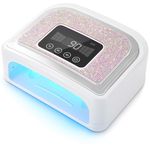 HoYLluDLL Cordless Nail Lamp, 120W Rechargeable UV Nail Lamp for Gel Nails, LED Nail Lamp with 4 Timer Modes, Gel Nail UV Light Decorated with Sparkling Nail Rhinestones Diamond for Home/Nail Salon