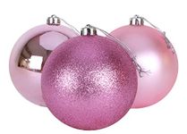 Christmas Concepts® 3-150mm Extra Large Baubles - Shiny, Matte & Glitter Design - Christmas Decorations (Baby Pink)